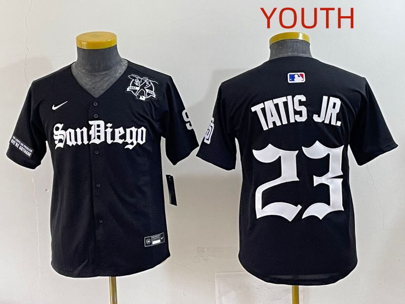 Youth 2025 San Diego Padres #23 Tatis jr Black Five generations Joint Name Nike MLB Jersey style 16->youth mlb jersey->Youth Jersey